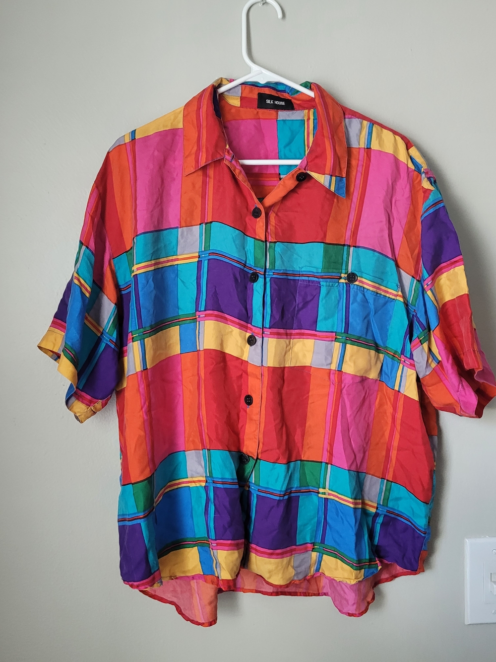 Silk House Multicolor Retro Disco Vintage Plaid Button-Up Shirt - Bright Multi